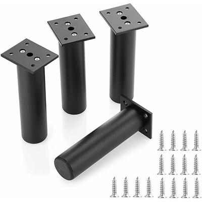 Dolaso - Set mit 4 Ersatz-Möbelbeinen, schwarz, verstellbare Tischbeine aus Metall, Höhe 20 cm, mit Image
