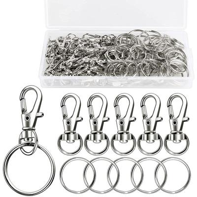 100 Stück Schlüsselanhänger-Karabiner (50 drehbare Karabiner + 50 Schlüsselanhänger),