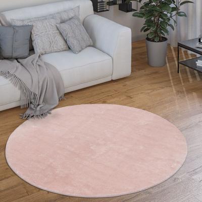 Paco Home - Teppich, Kurzflor-Teppich Für Wohnzimmer, Super Soft, Weich, Waschbar, In Rosa ø 160 cm