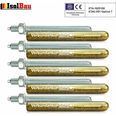 Isolbau - Set 5x Verbundankerpatrone M20 + Ankerstange M20 x260mm Verzinkt eta Zulassung Image