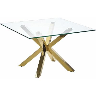 Beistelltisch Gold Transparent 70 x 70 cm Glasplatte Edelstahl Poliert Metallbeinen Quadratisch Image