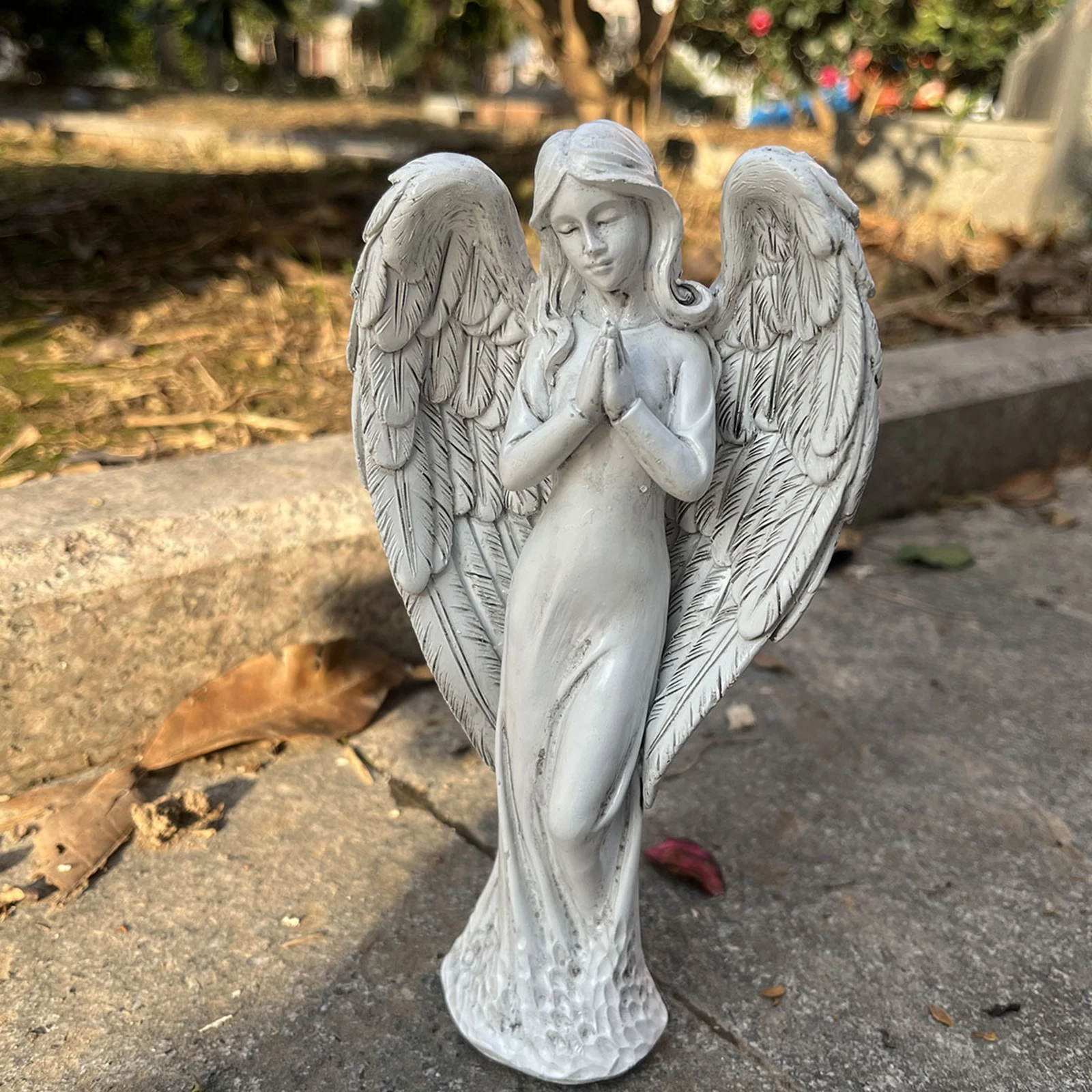 Statue de jardin d'ange, décoration extérieure, hauteur 18cm, pour décor commémoratif de jardin, ornement de prière, Sculpture de Collection de table