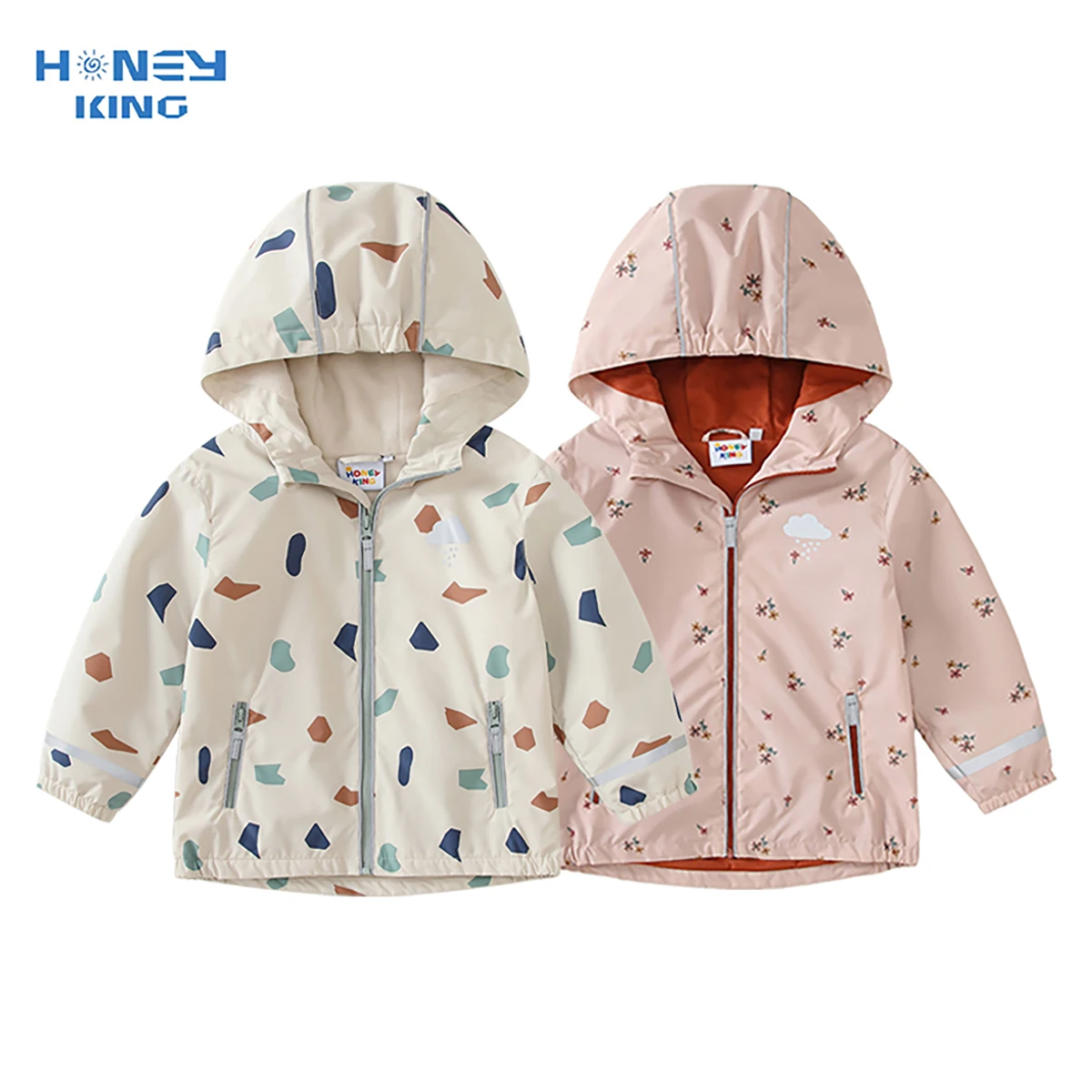 HONEYKING veste Softshell pour enfants imperméable à capuche polaire vêtements d