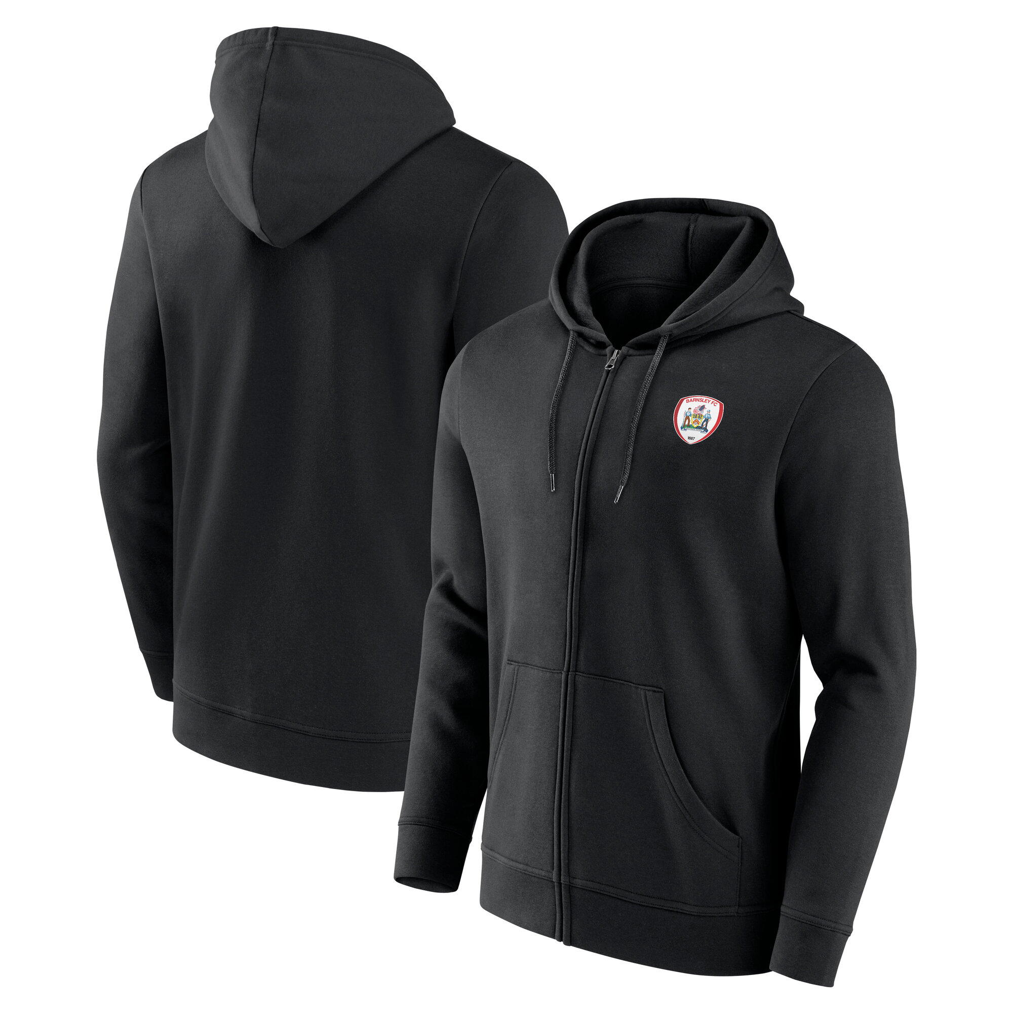 Barnsley Logo Hoodie mit durchgehendem Reißverschluss – Schwarz – Herren Image