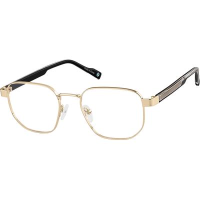 Zenni Geometric Glasses Gold Mixed Full Rim Frame