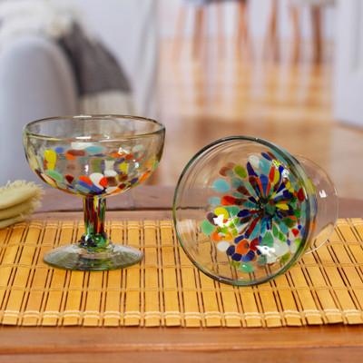 Chromatic Gala,'Six Colorful Cocktail Glasses Handblown from Recycled Glass'