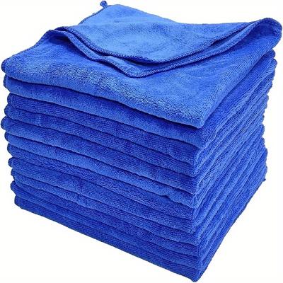 TEMU 10-pack Blue Microfiber Towels, Soft And Absorbent, For Household, Car Washing, Drying, And Detailing, Polyester Material, Boat Cleaning Tools Image