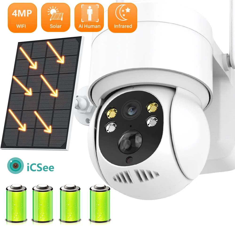 8MP WiFi PTZ Kamera Outdoor Wireless Solar IP Kamera Eingebaute Batterie Video Überwachung Kamera Lange Standby iCsee APP Image