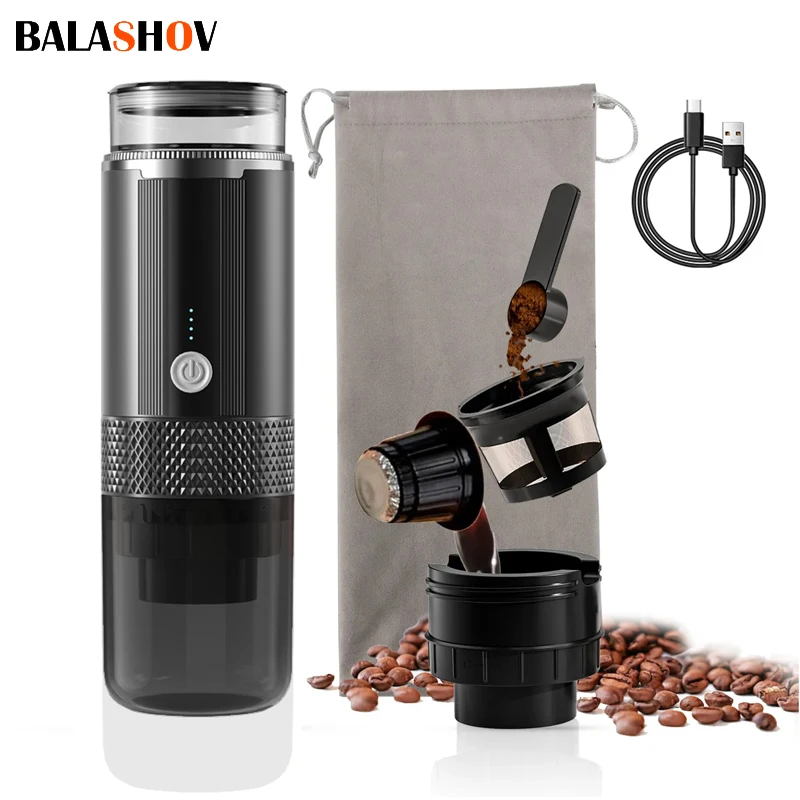 Drahtlose tragbare Espressomaschine, Reise-Kaffeemaschine, kleine wiederaufladbare Kaffeemaschine für Camping, Wohnmobil, Wandern, Büro