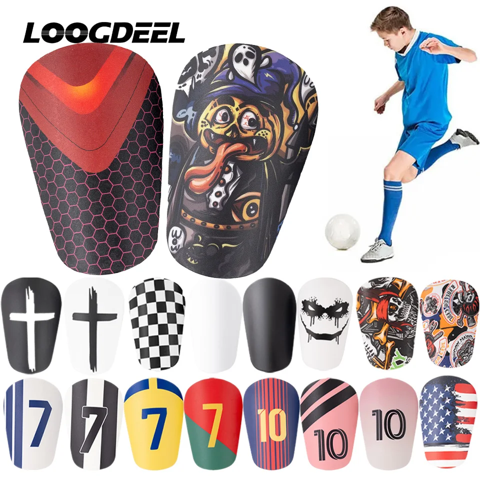 Loogdeel 1 Paar Fußball-Schienbeinschoner für Erwachsene und Kinder, Fußballtraining, Beinschutzbrett, rutschfest, für Sport, Mini-Schienbein-Leggings Image