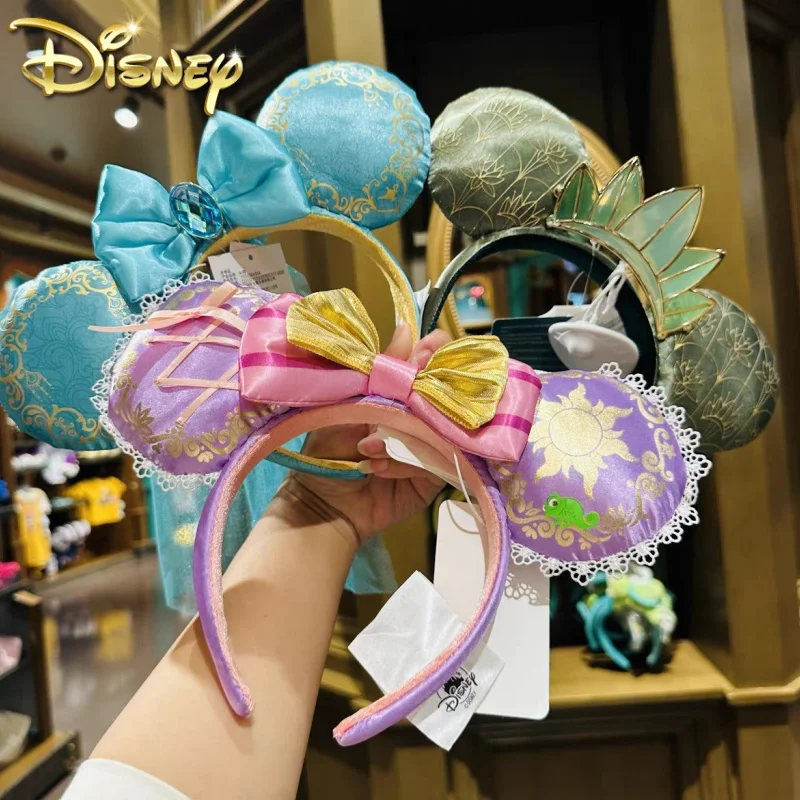 Neue Original Disney Prinzessin Tiana Jasmin Rapunzel Cinderella Ohr Stirnband Für Erwachsene Shanghai Disneyland Park Haar Hoop Mädchen Image