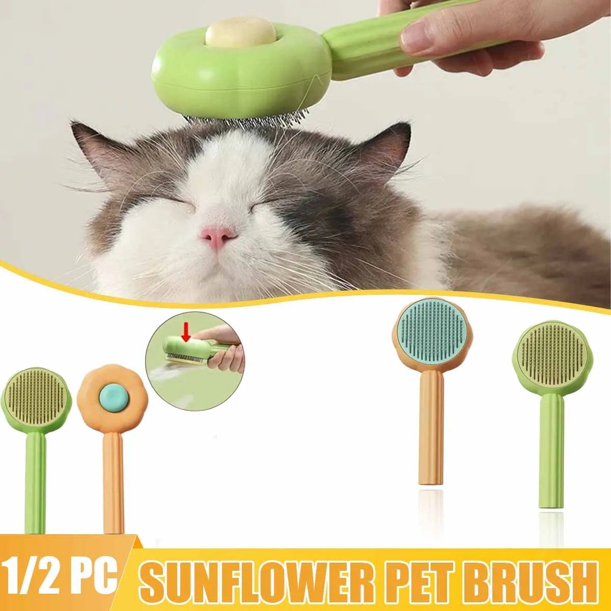 Sonnenblume niedlichen Katzen bürste, Katze Kamm Haaren tfernung Schönheit Massage bürste, Haarball Vermeidung Haarentferner, Haustier liefert Zubehör Image