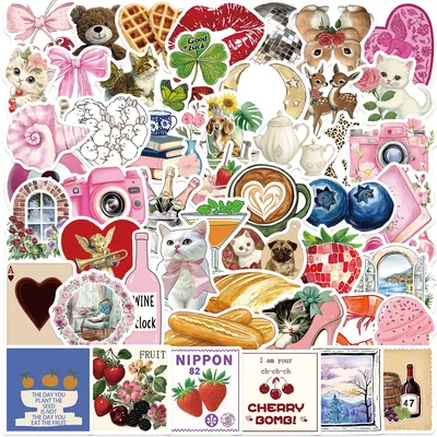 50 Stück gemischte ästhetische Pinterest World Aufkleber für DIY Notebook Laptop Telefon Koffer Spielzeug Aufkleber Helm dekorativ wasserdicht Image