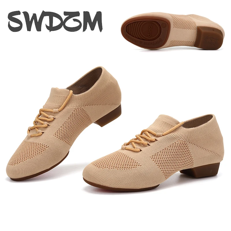 Women Dance Shoes Knitted Ballroom Jazz Shoes Sneakers Outdoor Latin Training Shoes Teacher Shoes Girls Ballet Dance Shoes