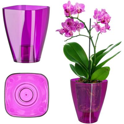 Kadax - Blumentopf, Orchideentopf, Topf für Orchidee, eckig, 12 cm, Violett Image