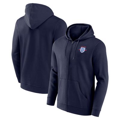 England Logo durchgehender Reißverschluss Kapuzenpullover – Marineblau Image