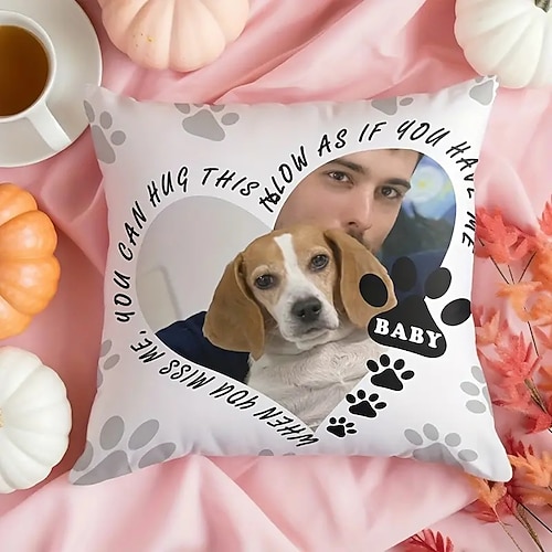 Individuelle Gedenk-Kissenbezug Fotokissenbezug Wurfkissen Mitgefühl Geschenk Personalisierte Gedenkgeschenke Umarm dieses Kissen Image