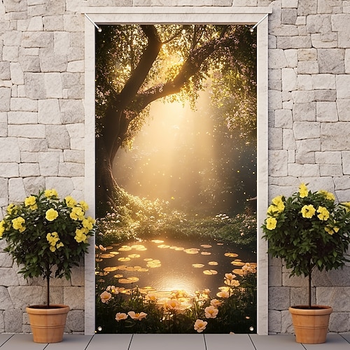 Valentinstag Türdekorationen Türabdeckungen Garten Thema Tür Gobelin Tür Vorhang Dekoration Hintergrund Indoor/Outdoor Tür Banner für Haustür Bauernhaus Image