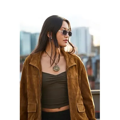 UO Jen Metal Rectangle Sunglasses - Silver at Urban Outfitters