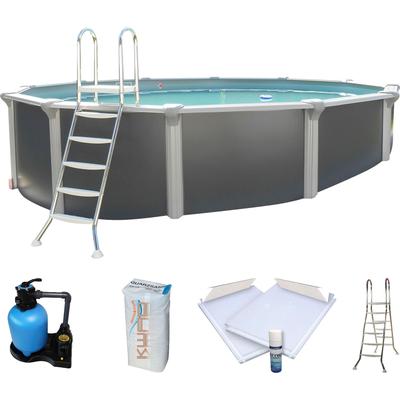 Rundpool KWAD "»Supreme« all in Premium Folie", beige (anthrazit, farbe innen: sand), B:550cm H:132cm L:550cm, Schwimmbecken, ØxH: 550x132cm, inkl. Bodenisolationsset Image