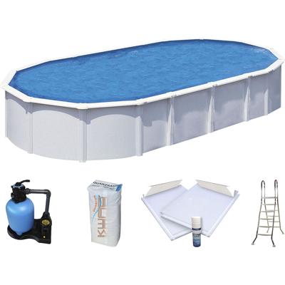 Schwimmbecken KWAD "»Supreme« all in Premium Folie", blau (weiß, farbe innen: blau), B:370cm H:132cm L:610cm, Schwimmbecken, BxLxH: 370x610x132cm, inkl. Bodenisolationsset Image