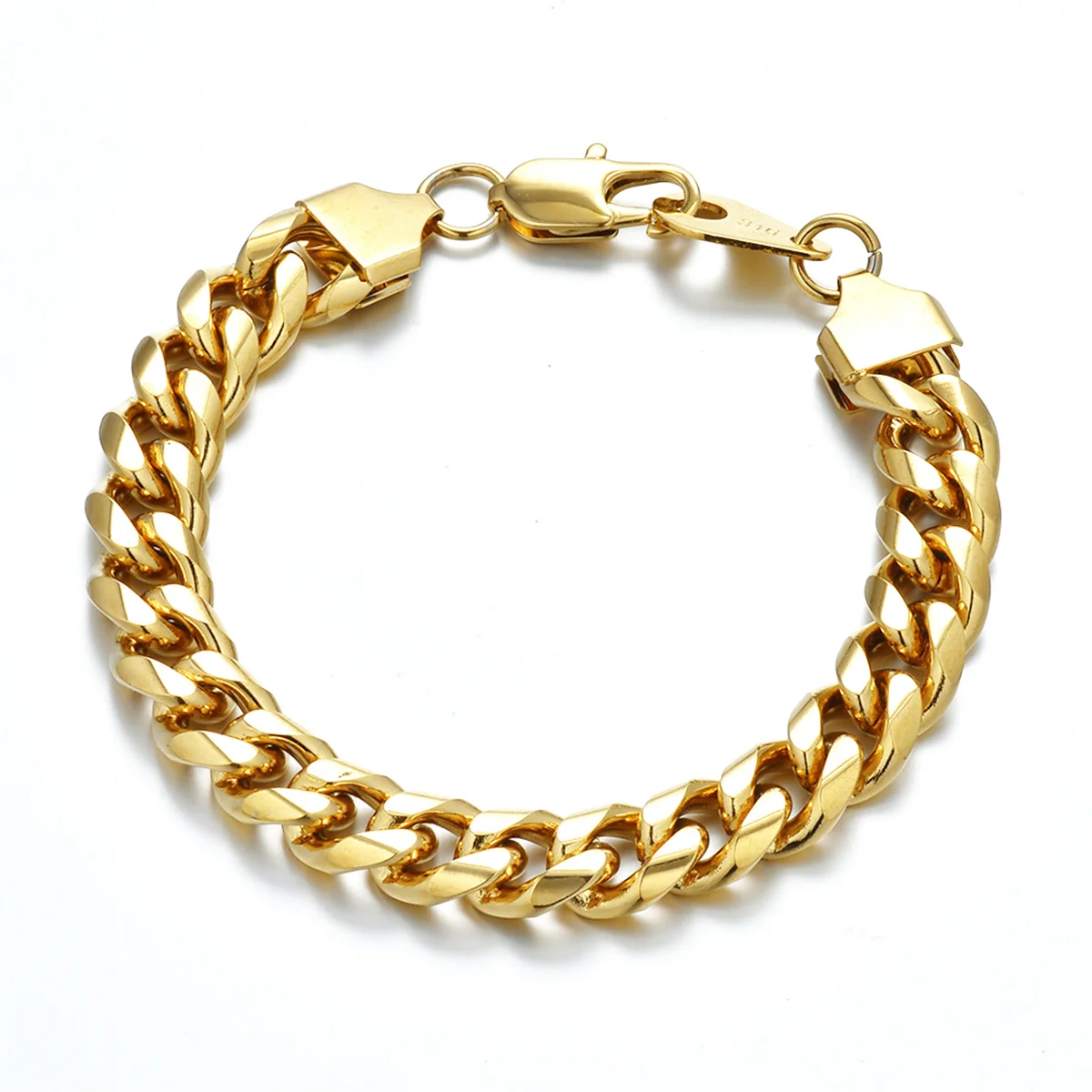 Neueste Edelstahl Armband für Männer Frauen Großhandel Armband 10mm Gold Farbe Männliche Hand Kette Link Armband Hip Hop schmuck