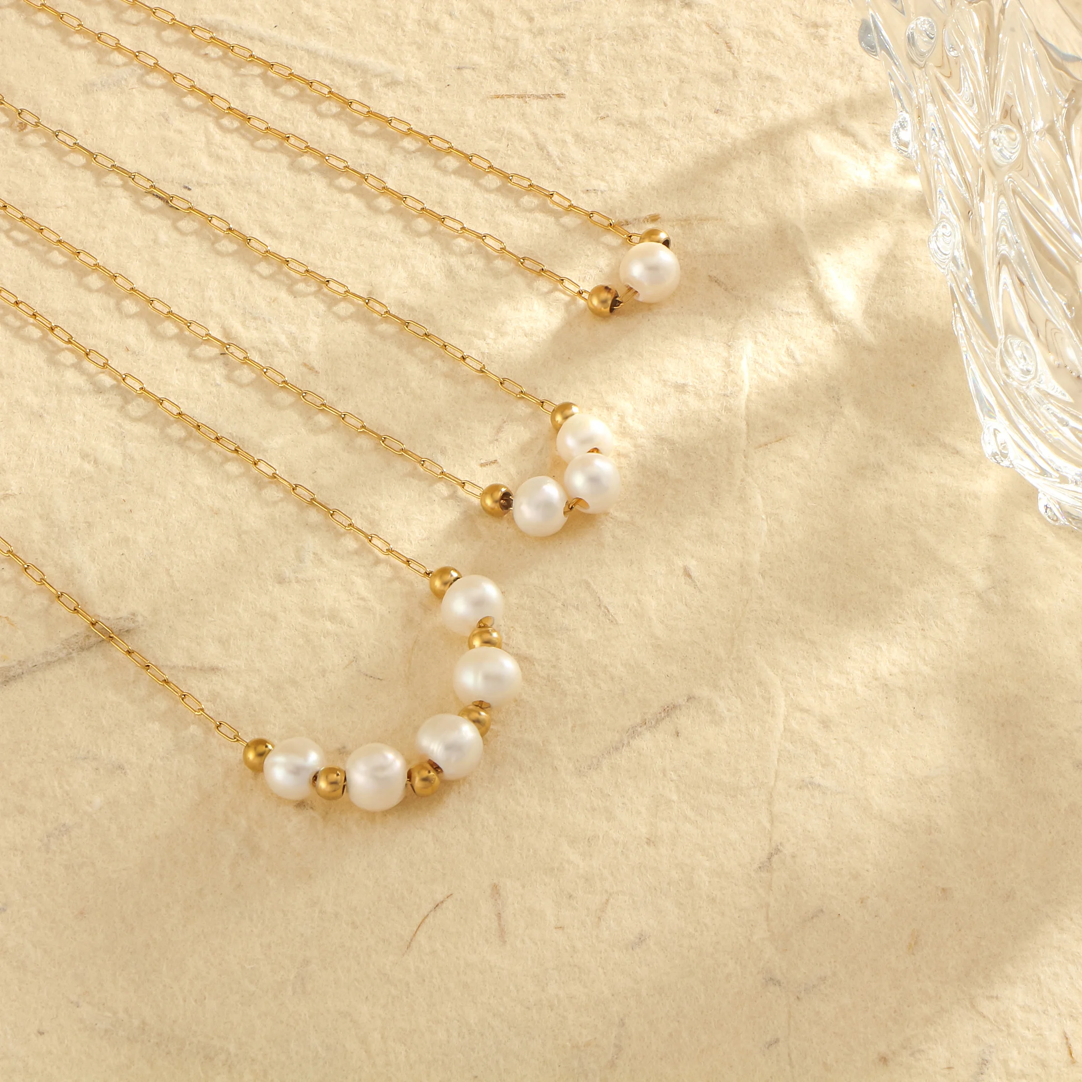 Natürliche Süßwasser perle Anhänger Edelstahl goldene Frauen einfachen und modischen Schmuck tägliche Party tragen Halskette Image