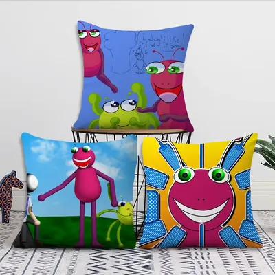 B-Bugbo Cartoon Niedlicher Kissenbezug, kurzer Plüsch-Samt, rechteckige Hüllen, Raumdekoration, Image