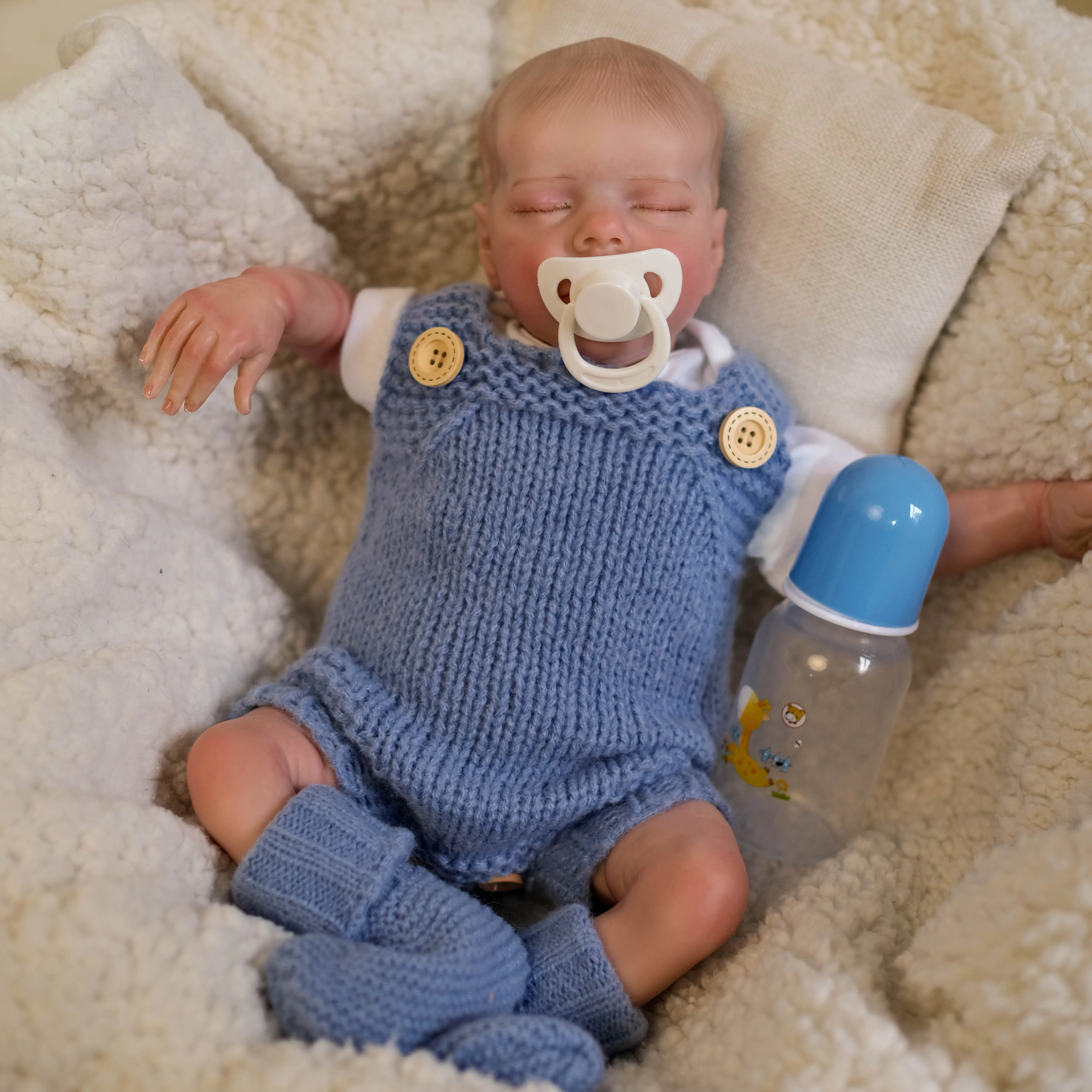 NPK 40CM Soft Body Reborn TwinB Kleinkind Junge Puppe Lebensechte Neugeborene Puppe Flexibler 3D-Hautton mit Adern Premium