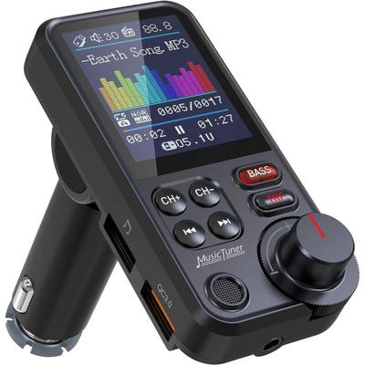Bluedeer - Bluetooth Adapter Auto – fm Transmitter mit starkem Mikrofon, 1,8-Zoll-Farbbildschirm,