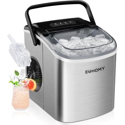Euhomy - Eiswürfelmaschine Klein, 9 Eiswürfel in 6 Minuten, 12 kg/24H, Eiswürfelmaschine Edelstahl