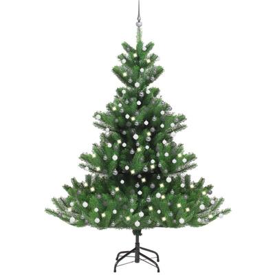 Künstlicher Weihnachtsbaum Nordmann led & Kugeln Grün 240 cm Vidaxl