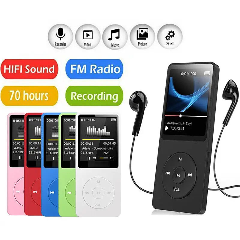 Portable MP4 FM carte insertion lecteur Bluetooth MP3 USB chargeur lecteur FM Radio enregistreur sans perte sport Hifi lecteur de musique