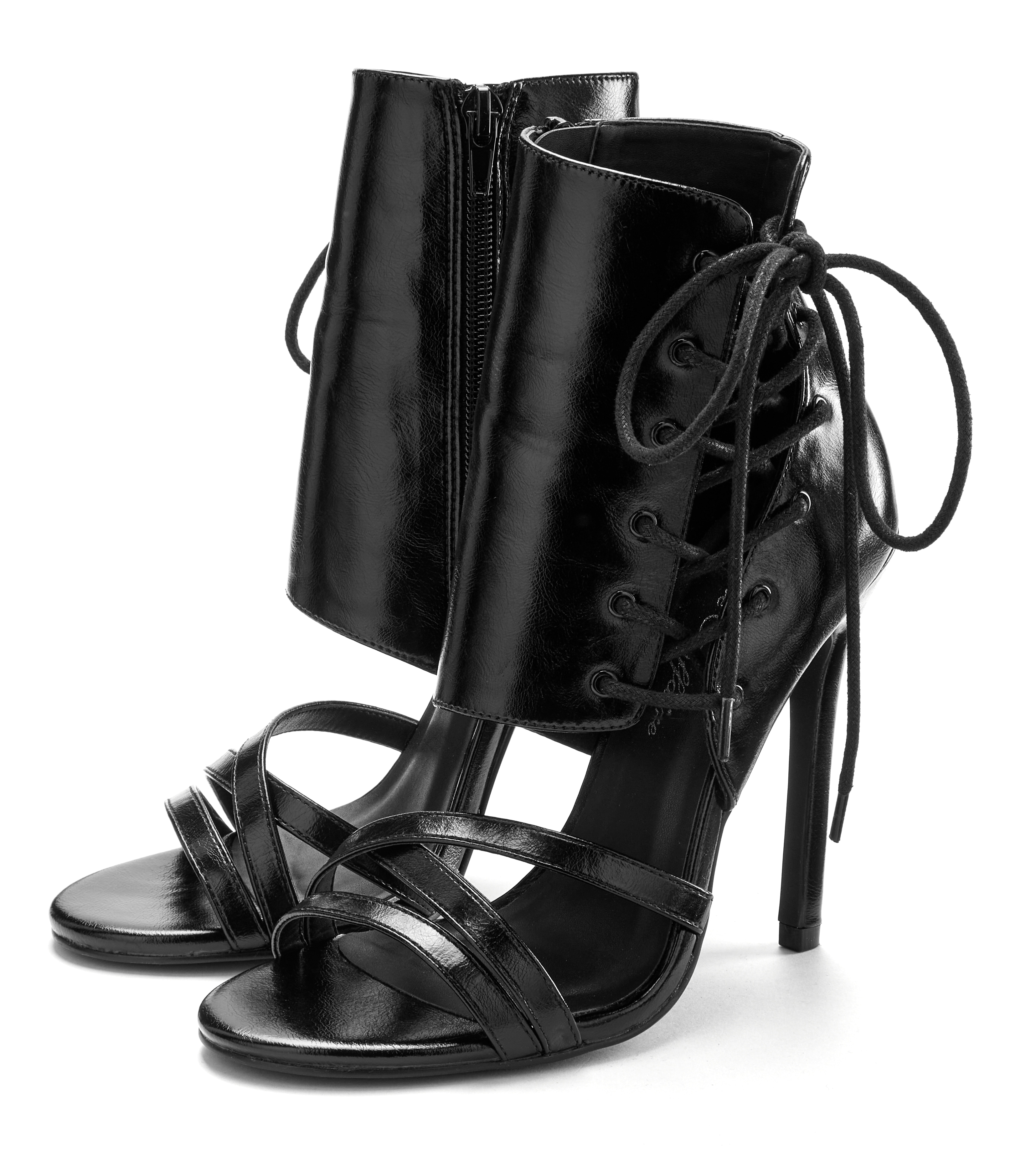 High-Heel-Sandalette "Sandalette mit raffinierter Schnürung", Damen, Gr. 43, schwarz, Obermaterial: 100% Lederimitat. Decksohle: 100% Lederimitat. Futter: 50% Lederimitat, 50% Textilmaterial. Laufsohle: 100% Synthetik, LASCANA BELLE AFFAIRE,...