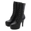 Schnürstiefelette, Damen, Gr. 40, schwarz, Obermaterial: 100% Polyurethan. Futter: 100% Textilmaterial. Decksohle: 100% Polyurethan. Laufsohle: 100% Synthetik, LASCANA BELLE AFFAIRE, unifarben, sexy, Schuhe, High-Heel-Boots mit Plateauabsatz