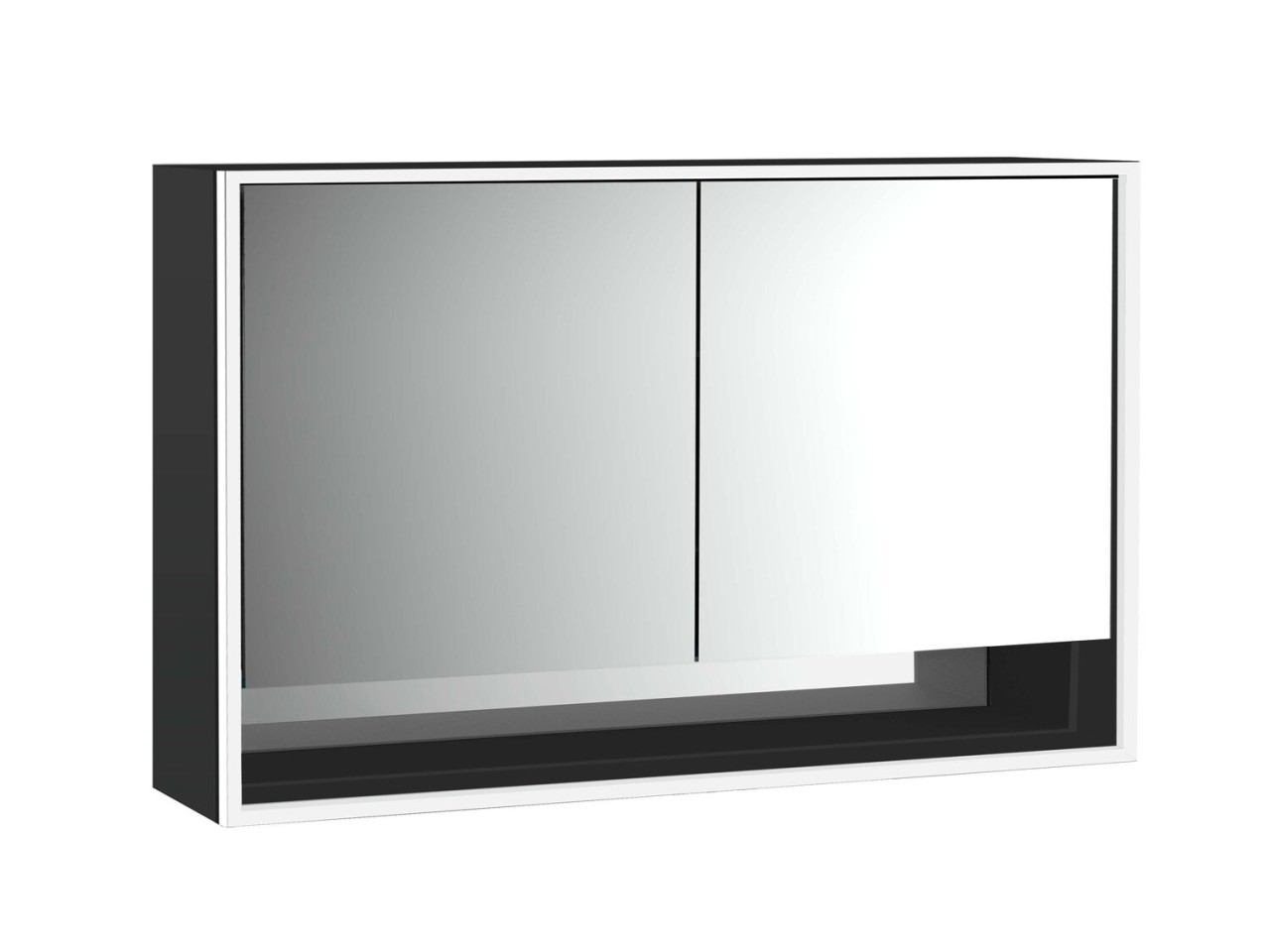 emco LED-Lichtspiegelschrank Loft mit Unterfach Aufputz, 1300 mm, 2-türig schwarz, 979813520 979813520 Image