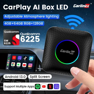 2025 New CarlinKit Android 13 CarPlay Ai Box Qualcomm 8-Core For YouTube Android Auto CarPlay Wireless Adapter GPS Smart TV Box