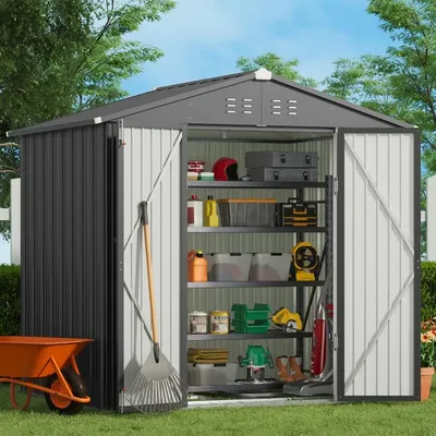 Outdoor Storage Shed 8 x 6 FT, Double Lockable Doors, Outdoor Storage Clearance for Backyard Patio