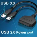 Adattatore per disco rigido da SATA a USB 3.0/2.0 Supporto per disco rigido SSD esterno da 2,5 pollici Cavo SATA iii a 22 pin Cavo USB sata