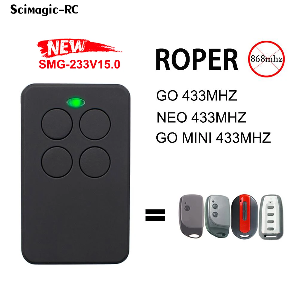 ROPER GO MINI NEO Mehrfrequenz-Fernbedienung 287–868 MHz Klon ROPER Tor Garagentor 433 MHz Befehlsöffnerschlüssel Image