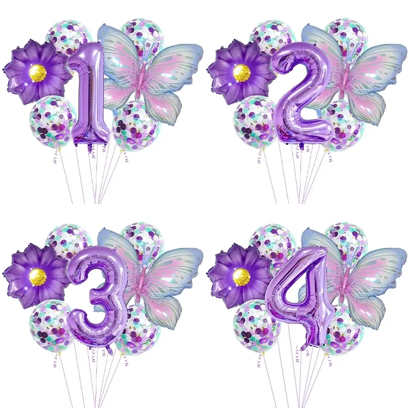 9 Follow Schmetterlings folien ballons setzen Nummer Ball Geburtstag Hochzeit Baby party Party Dekorationen Image