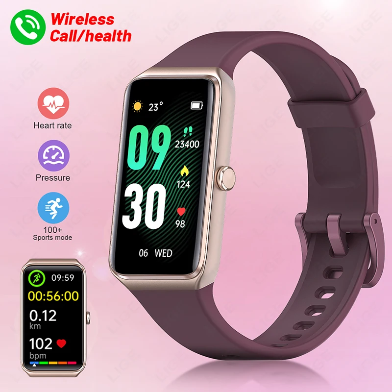 LIGE Smart Uhr Frauen Männer Sport Fitness Smart Band Herzfrequenz Stress Überwachung Wasserdichte Smartwatch Frau Armband Uhr Mann Image
