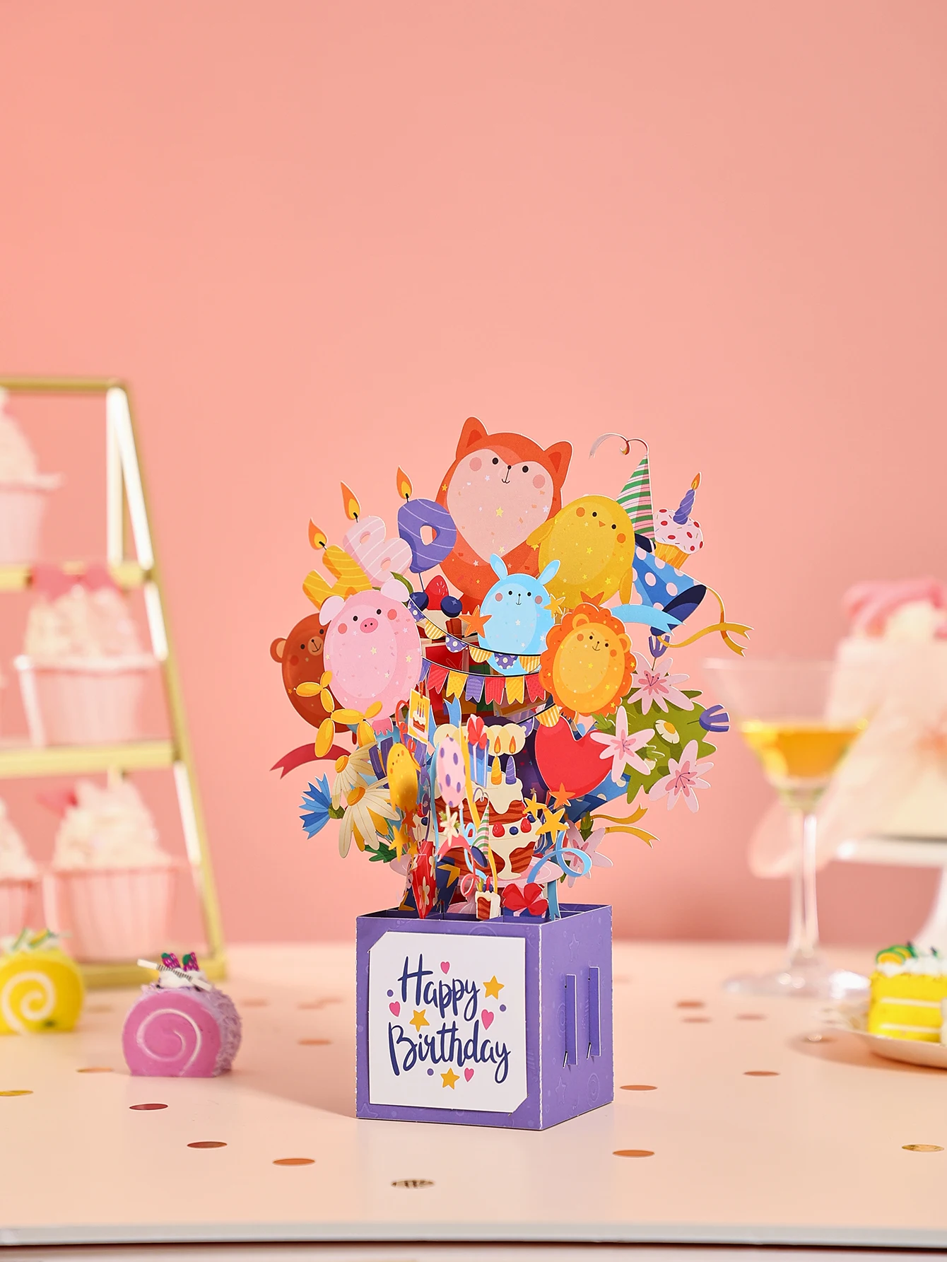 Lustige alles Gute zum Geburtstag Pop-up-Karte süße 3D-Geburtstagsgeschenkbox für Erwachsene und Kinder mit Umschlag handgemachte faltbare Feier karte Image