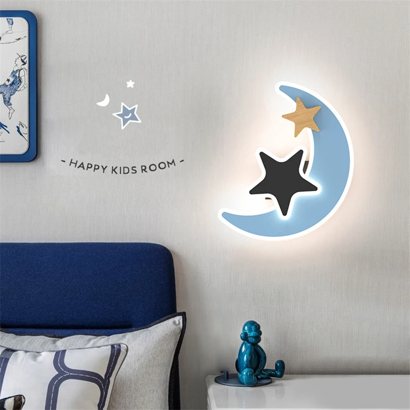 Kinderzimmer Dekoration Wandlampen Rakete Stern Mond Form Acryl Lampenschirm Wandleuchte Lichter LED Kind Innen Schlafzimmer Wandleuchte Lüster