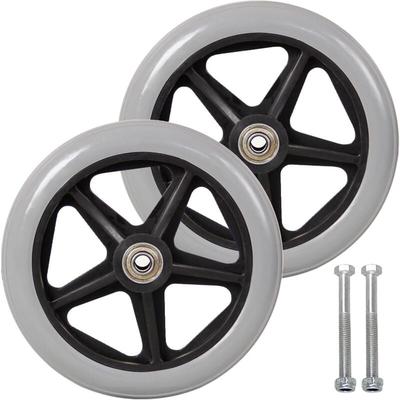 7 Zoll Vorderradrolle, 2 Stück Rollstuhl-Ersatzräder, rutschfester Vollreifen, 170 mm Grau in Image