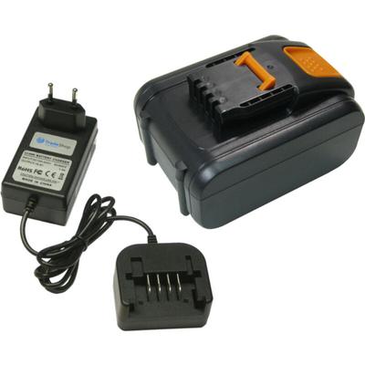 Trade-shop - 2in1 Set: Li-Ion Akku 16V / 3000mAh + Ladegerät kompatibel mit Worx WX152 WX152.1 Image