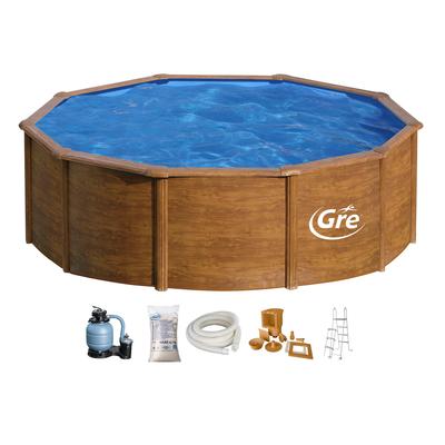 Rundpool GRE "PACIFIC in Holzoptik inkl. Zubehör", braun, H:120cm Ø:460cm, Schwimmbecken, Höhe: 120 cm, in versch. Größen erhältlich Image