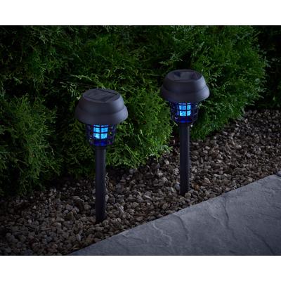 2-in-1 Solar Insect Zapper Light, Set of 2 by Linon Home Décor in Black