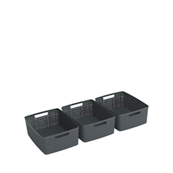 Curver - JUTE RECYCLING Aufbewahrungsbox M 12L, 3er-Set, deep shadow grau Image