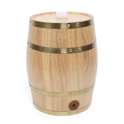 10L Wooden Wine Barrel with Faucet Oak Aging Barrel Rum Liquor Brandy Whiskey Beer Dispenser
